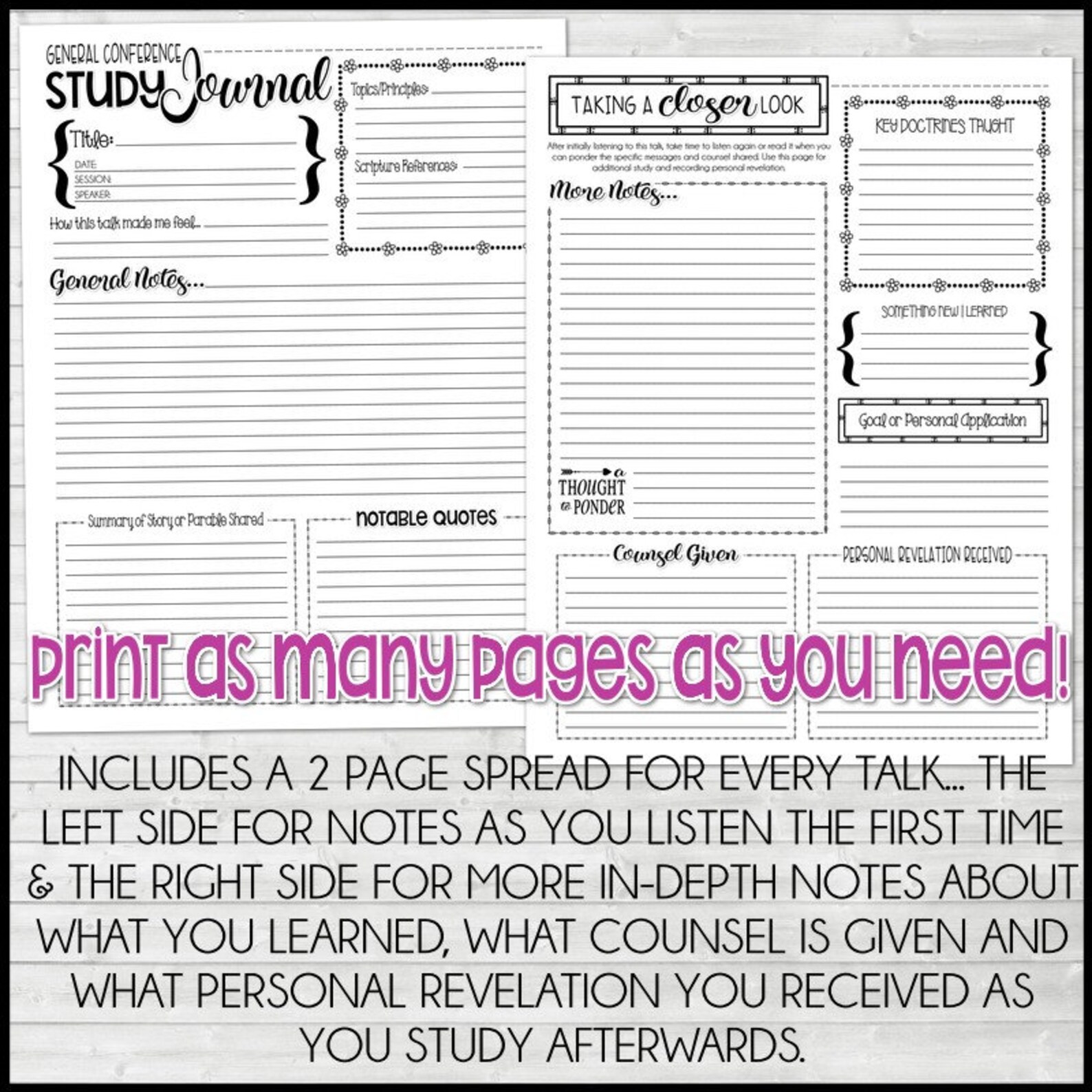 General Conference Journal PRINTABLE Notebook Study Journal - Etsy