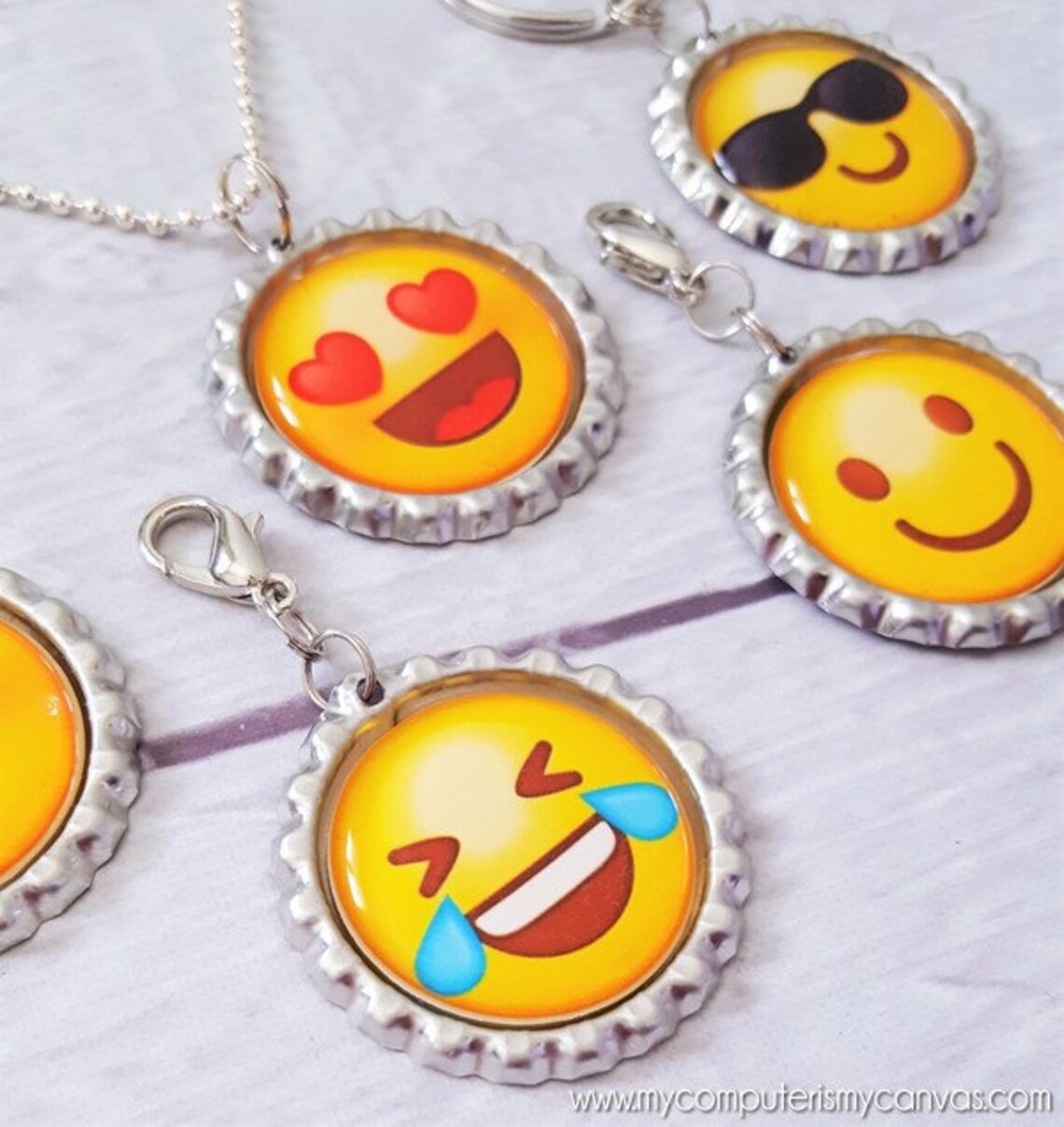 EMOJI BOTTLE CAP Images Smiley Face Emoji Party Favor Etsy