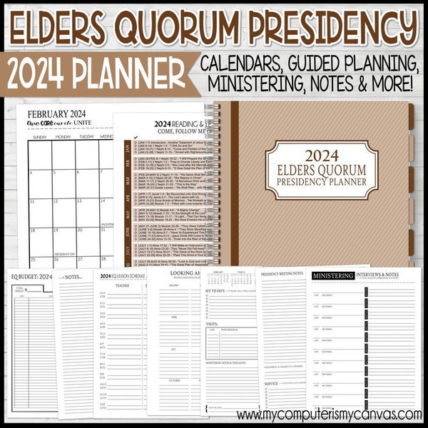 2024 EQ Presidency Planner, ELDERS Quorum Planner, LDS Planning Inserts, Calendar, Organizer - Printable Instant Download