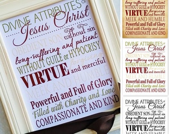 Divine Attributes of Jesus Christ - Religious, Christian, Christian Printable, Christian Art, Bible Study - Printable INSTANT Download