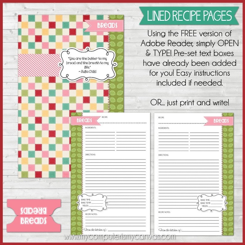 EDITABLE Recipe Binder Kit Printables red Recipe Book Etsy Canada