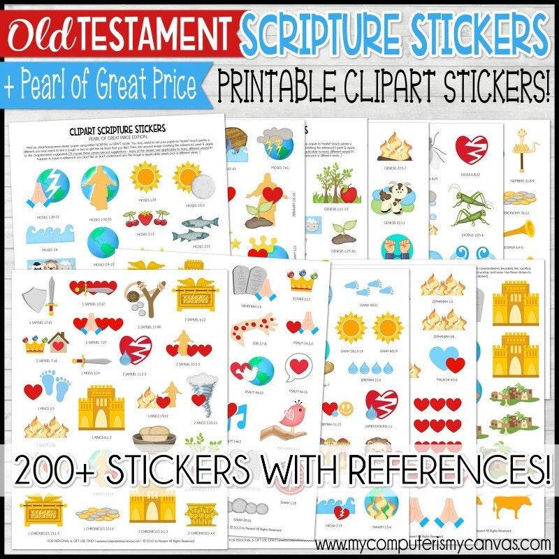 OLD TESTAMENT Scripture Stickers, PRINTABLE Clipart Stickers, 2022 Come  Follow Me, Printable Scripture Stickers Instant Download 