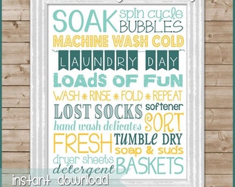 LAUNDRY Room Decor, Subway Art, Sign - Printable Instant Download