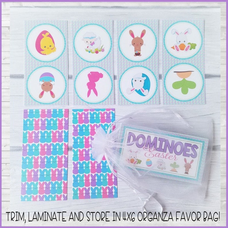 Printable Easter Game, DOMINOES, Easter Basket Stuffers, Gift, Party Game, Egg Hunt Activity BONUS Match Game Instant Download by Lisa image 2