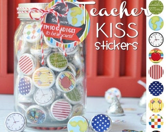 TEACHER, School, Chocolate Kiss Mason Jar Gift Set with Tag & Topper, Printable Kiss Stickers - Instant Download