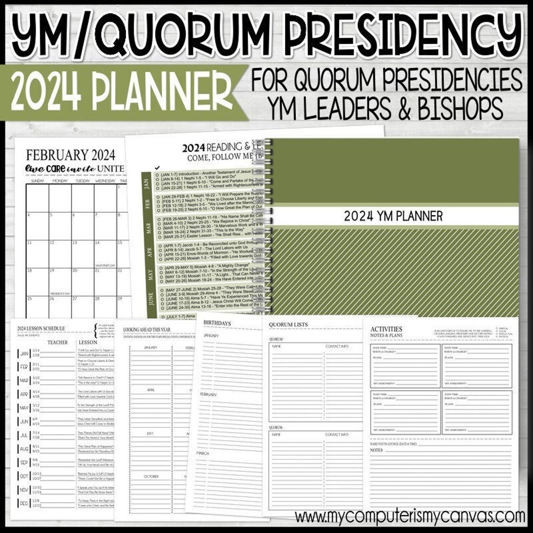 EDITABLE 2024 YM Quorum Presidency & YM Advisor Planner, Young Men's