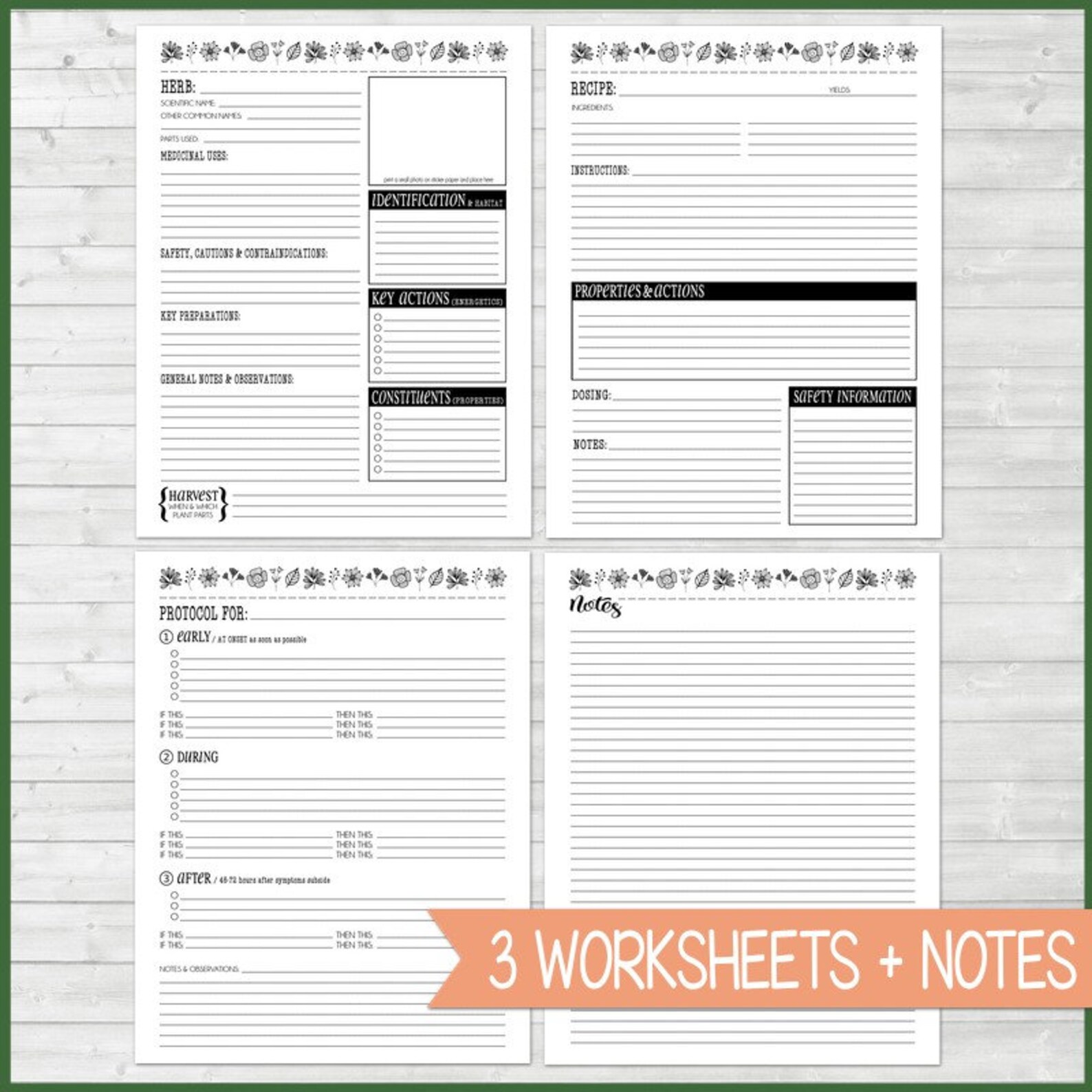 HERB BINDER KIT Printable Herbal Medicine Journal Herbal Etsy