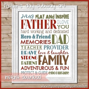 Father's Day or June Subway Art Printable INSTANT Download image 2