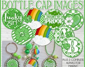 St Patrick's Day Bottle Cap Printable, 1 INCH Round Images - Instant Download