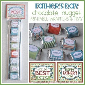 Father's Day Chocolate Nugget Wrappers, CANDY favor or Treat for DAD Printable INSTANT Download image 1