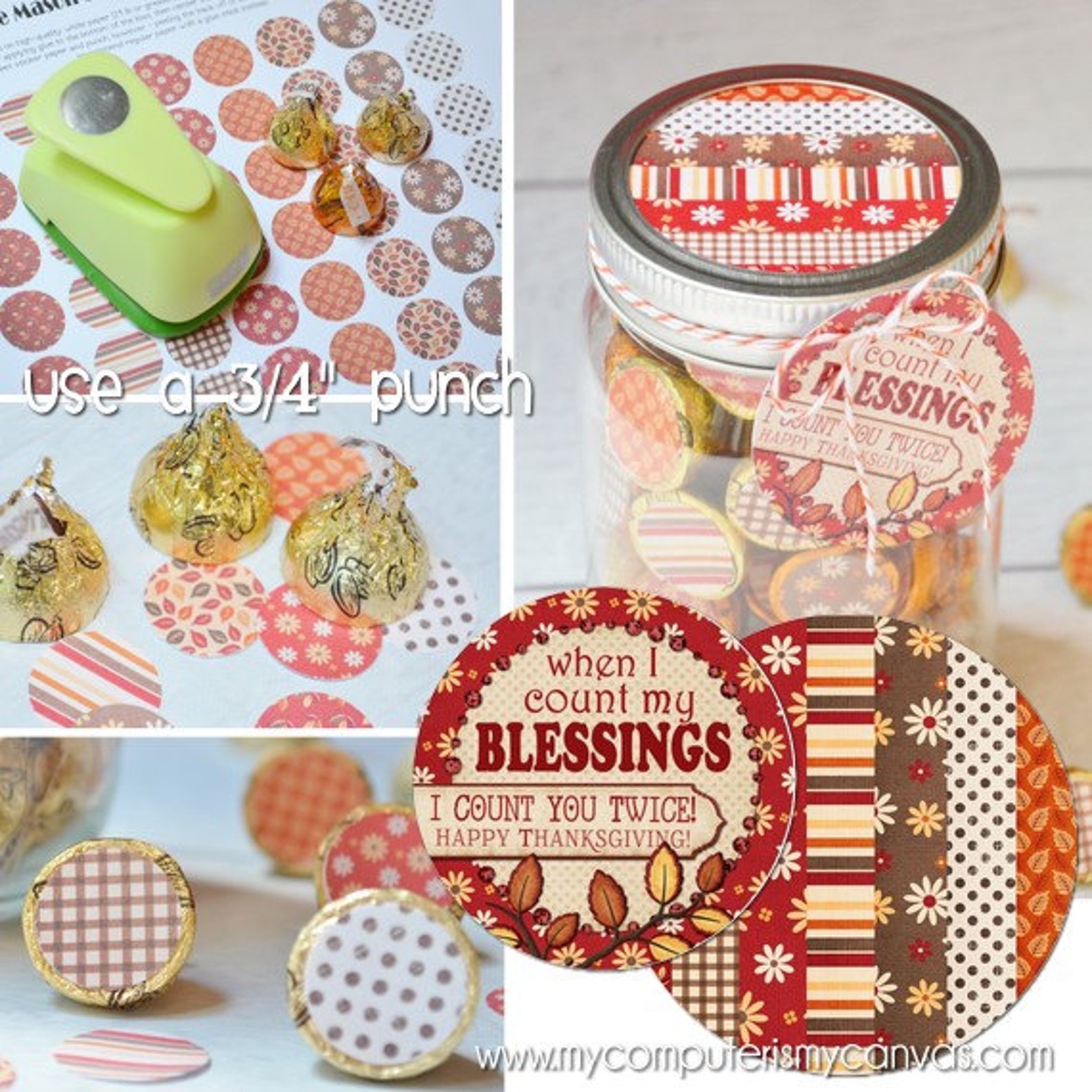 THANKSGIVING Chocolate KISS Mason Jar Gift Set with Tag ...