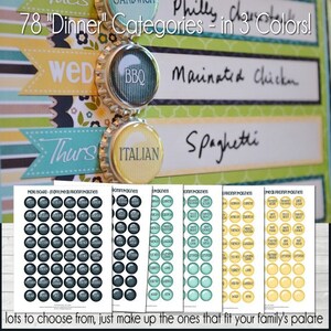 WEEKLY Menu Board with BOTTLE CAP Magnets, Planner Printable Instant Download image 3