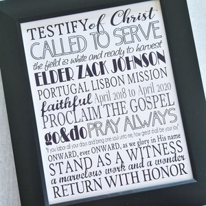 LDS Missionary Subway Art PERSONALIZED, Missionary Farewell or Homecoming Gift, Sister or Elder, Missionary Mom Gift Printable image 2