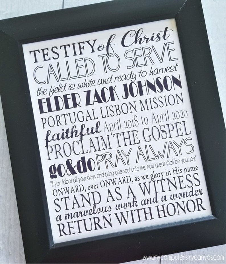 LDS Missionary Subway Art PERSONALIZED, Missionary Farewell or Homecoming Gift, Sister or Elder, Missionary Mom Gift Printable image 2