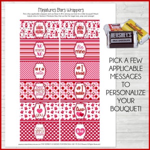 Valentine's Day CANDY BAR BOUQUET Printable, Candy Bar Wrappers, Gnomes ...