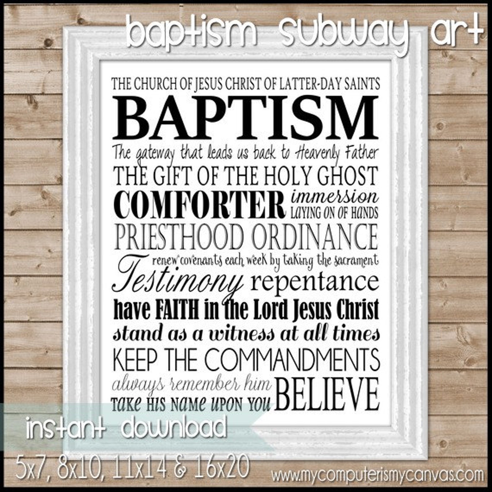LDS BAPTISM Subway Art Print or Sign Convert Gift - Etsy