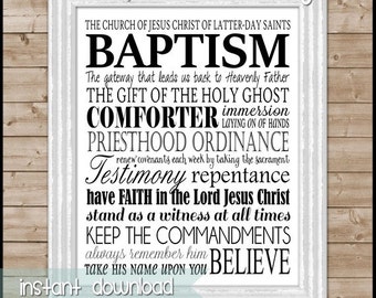 LDS BAPTISM Subway Art, Print or Sign, Convert Gift - Printable Instant Download