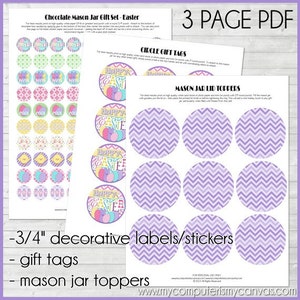 EASTER Chocolate KISS, Mason Jar Tag & Topper, Bunny Printable Kiss Stickers Instant Download image 4