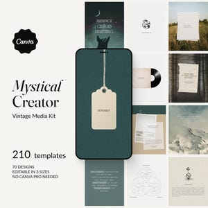 Mystical Creator Canva Templates | Retro Spiritual Vintage Media Kit (Digital Download)