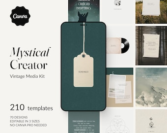 Mystical Creator Canva Templates | Retro Spiritual Vintage Media Kit (Digital Download)