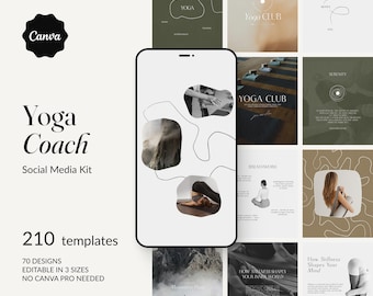 Yoga Instagram Templates | Wellness Social Media Kit (Canva)