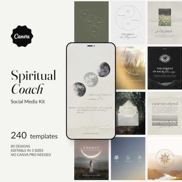 Plantillas Canva de Instagram para coaches espirituales: 252 diseños editables para Reels, publicaciones e historias