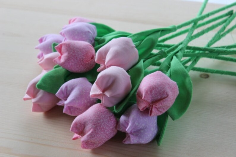 Bouquet Tulipe En Tissu Bouquet De Fleurs De Tissu Rose Pépinière Fleur Rose Bouquet Danniversaire Anniversaire Coton De Fleurs Nouvelle Maman