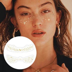 3 Pcs Gold/ Silver Freckles Temporary Face Stickers, Gold Flower Tattoos for Parties, Face Tattoos for Patches