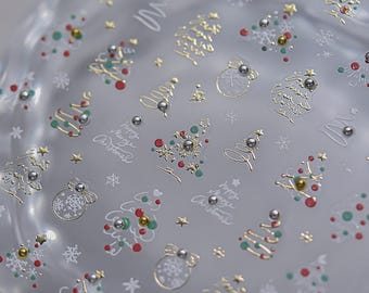 Merry Christmas charming nail,Cute Character Nails Stickers Cute Flower Nails Designs ,3D, Decals Kawaii Nail Designs Kawaii Cartoon Art