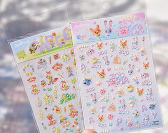 Pegatinas de uñas con personajes adorables, uñas lindas, diseños de uñas coreanos, calcomanías de uñas Zootopia3D, diseños de uñas kawaii, arte de uñas de dibujos animados kawaii