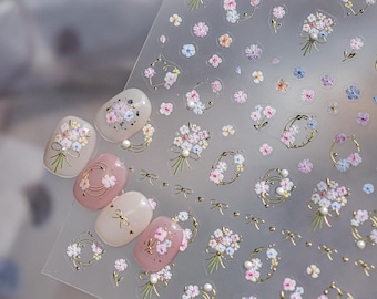 Colorful fresh charming flower nail,Cute Character Stickers Cute Flower Nails Designs,3D,Decals Kawaii Nail Designs Kawaii Cartoon Art