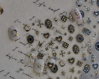 Dark-chic edgy stylish nail,Cute Character Stickers Cute Flower Nails Designs ,3D, Decals Kawaii Nail Designs Kawaii Cartoon Art