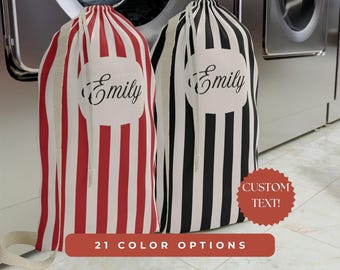 Personalized College Laundry Bag: Striped Dorm Tote - Back to School Gift