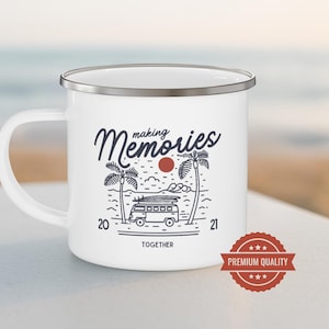Personalized Enamel Camper Mug: Retro Van Life Adventure Gift