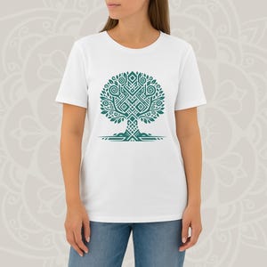 Tree of Life Ethnic T-Shirt • Spiritual Graphic Tee • Organic Cotton Unisex Shirt • Sacred Geometry Gift Tee • Nature-Inspired Gift Idea