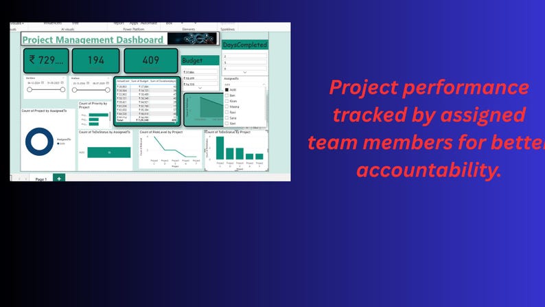 Project Management Power BI Dashboard | Budget & Task Tracker | Data ...
