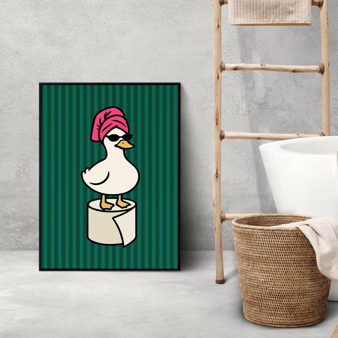 Funny Duck Bathroom Art – Silly Goose Printable Set of 3 – Retro Funky ...