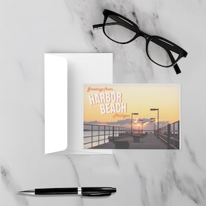 Carte postale Harbour Michigan - impression d'inspiration vintage 4 x 6 - photographie de voyage pittoresque