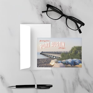 Carte postale de Port Austin dans le Michigan - impression d'inspiration vintage 4 x 6 - photographie de voyage pittoresque