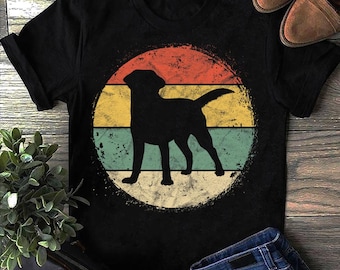 Retro Labrador Owner T-Shirt: Circular Design, Golden & Black Lab Dad Mom Gift