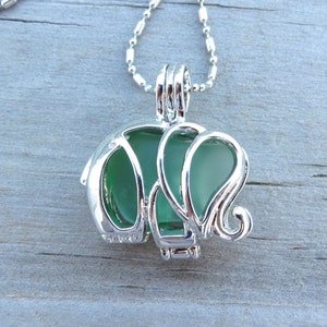 Green Sea Glass Elephant Locket by Wave of Life™