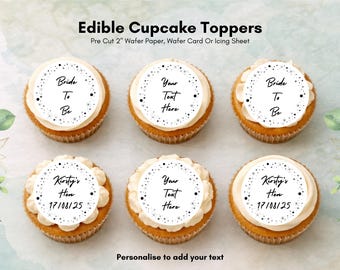 Personalised Edible Cupcake Toppers – Wedding, Hen Party, Christening Cake Decoration