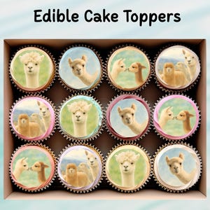 Adornos comestibles de alpaca para cupcakes (30 x 5 cm): oblea precortada, cartulina o lámina de glaseado, cupcakes, galletas, pasteles y cumpleaños.