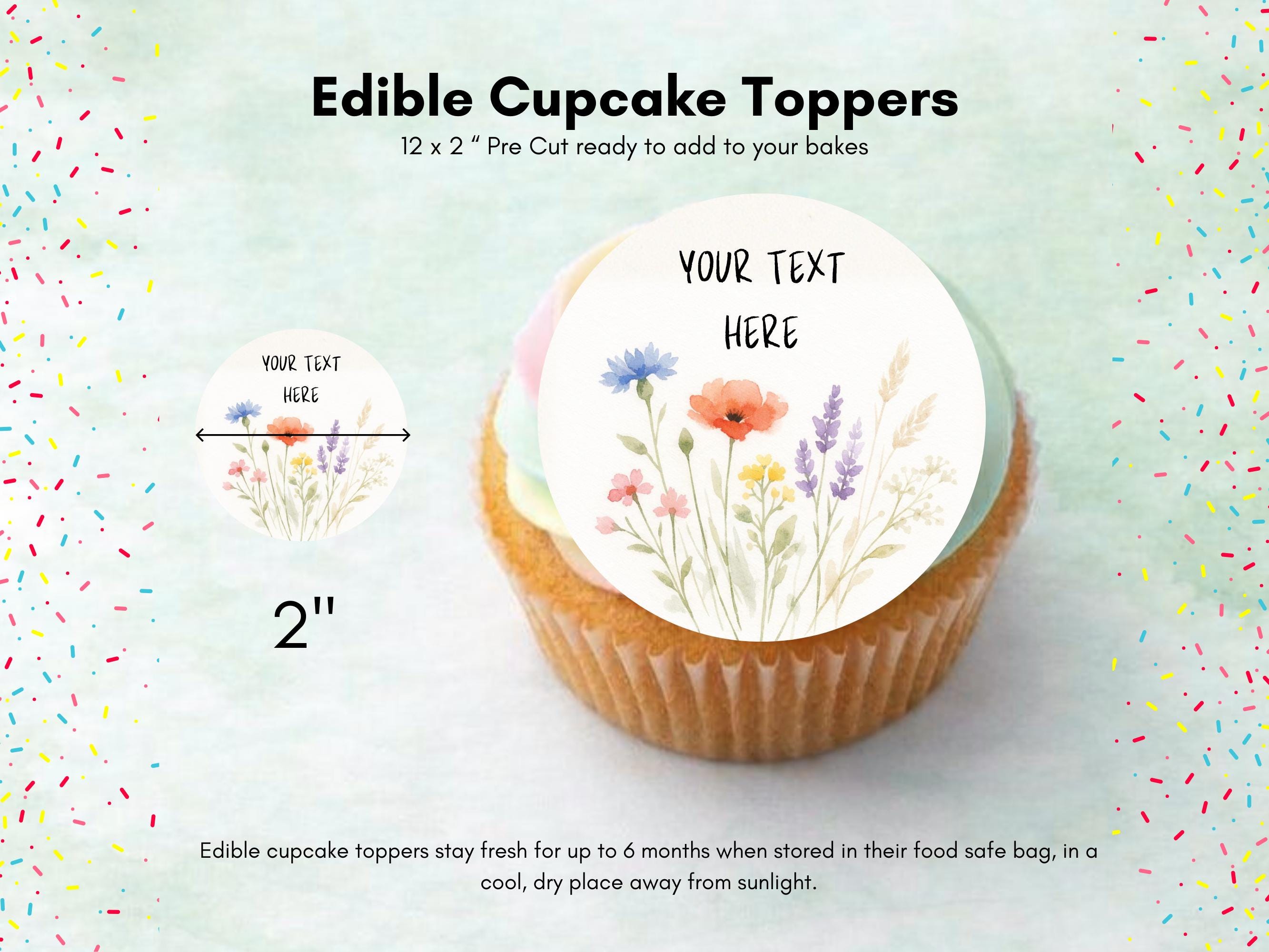 Personalised Happy Birthday Edible Cupcake Toppers - Floral Cake ...