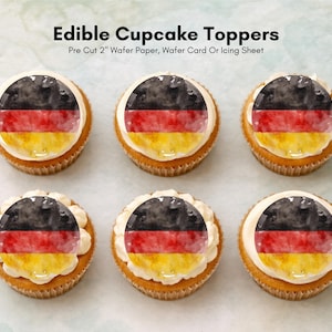 Eetbare cupcaketoppers met Duitse vlag – Duitsland Taartdecoraties
