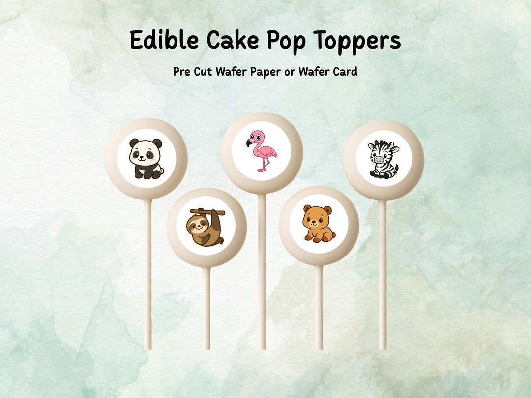 Pop Topper Zoo Animal Edible Cake Pop Toppers: 20 X 1.5
