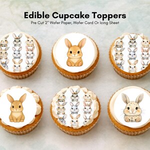Cute Bunny Edible Cupcake Toppers – Rabbit Cake Decorations