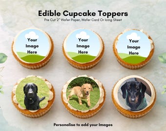 Personalized Photo Edible Cupcake Toppers, 2 inch, Wafer Paper, Card or Icing Sheet