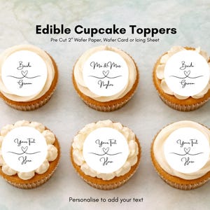 Personalisierte essbare Cupcake Toppers - Dekoration für die Hochzeitstorte
