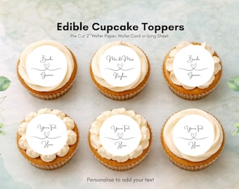 Personalised Edible Cupcake Toppers – Wedding cake Decoration